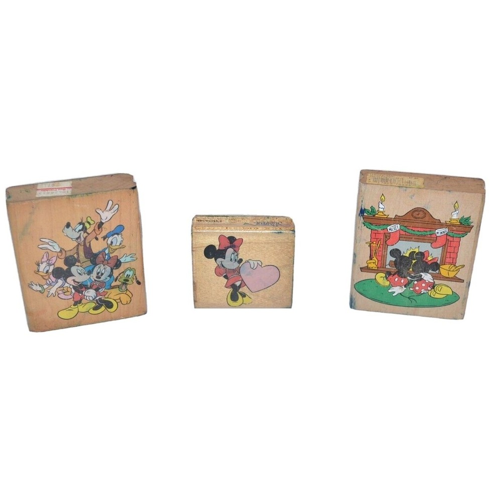 Rubber Stampede Craft Stamp Mickey Mouse Disney Gang Minnie Goofy pluto 3 pc lot
